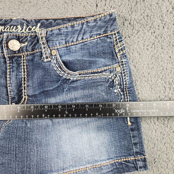 Y2K Women's Denim Micro Mini Shorts Size 5/6 Festival Booty Low Rise Embellished - Picture 6 of 10